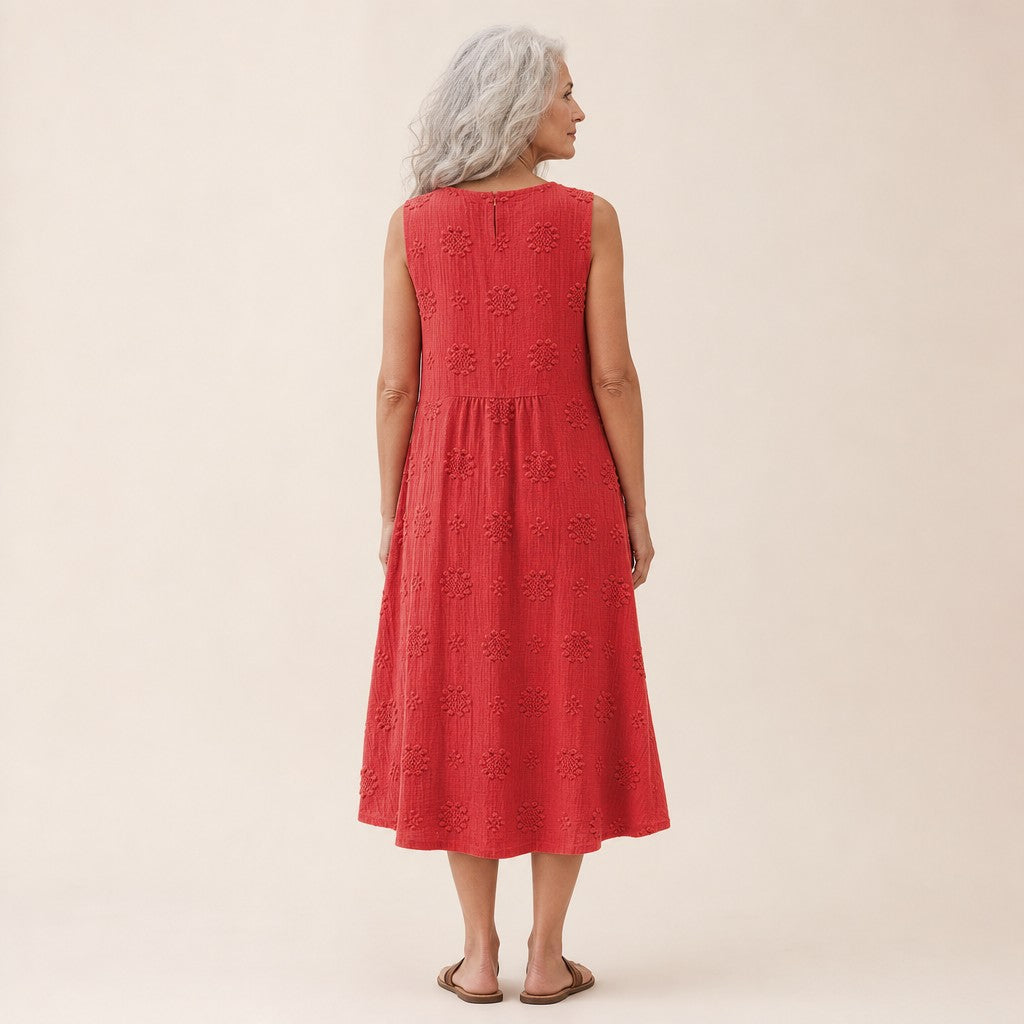 Jolanda | Mouwloze midi-jurk in rood