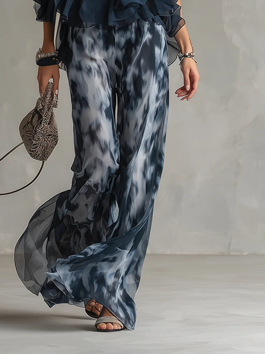 Linde | Set met haltertop en broek met abstracte print