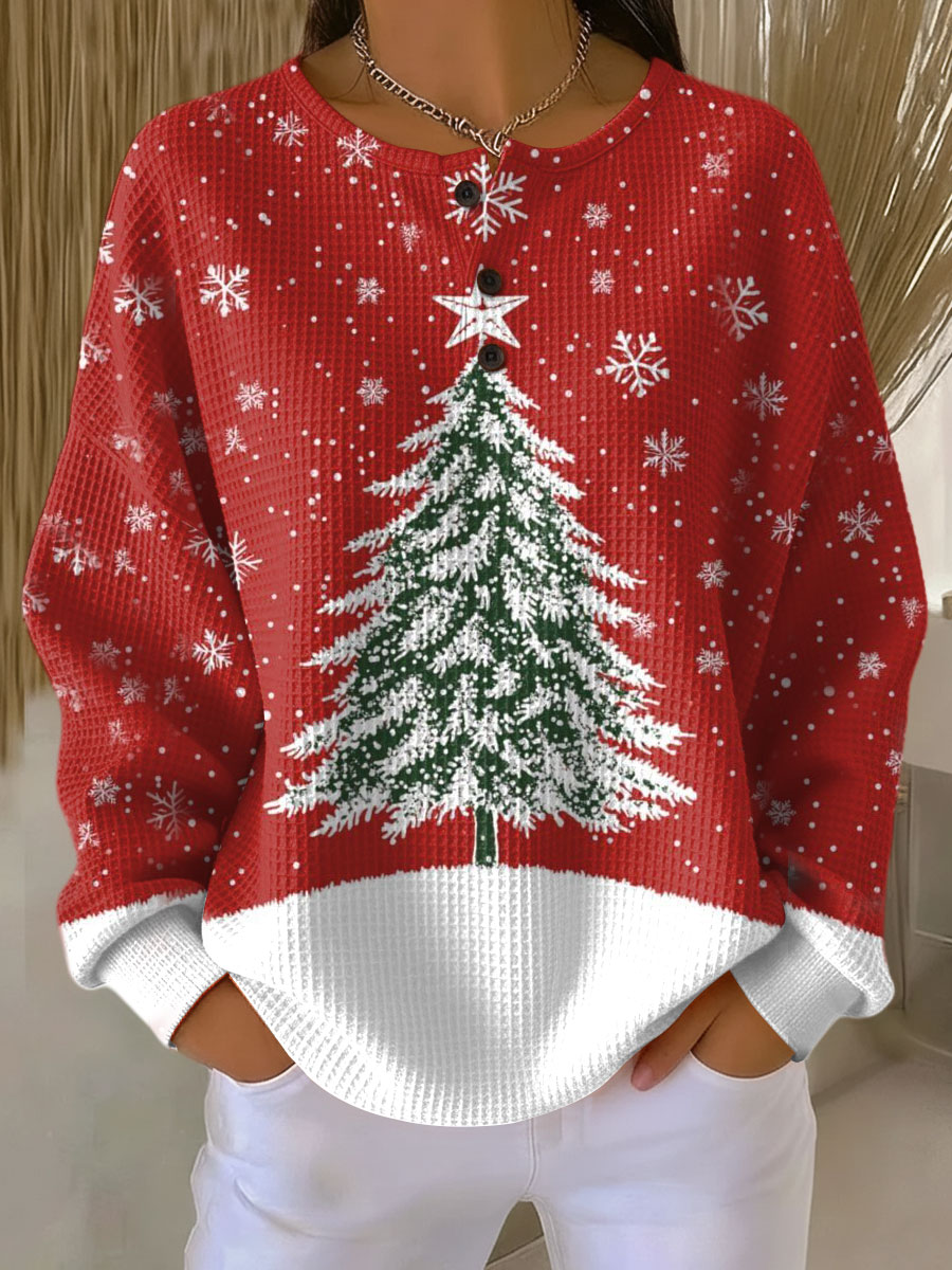 Loes | Rode kersttrui met kerstboom