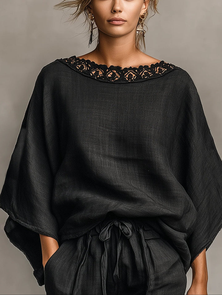 Loïs | Set met boothalsblouse en shorts