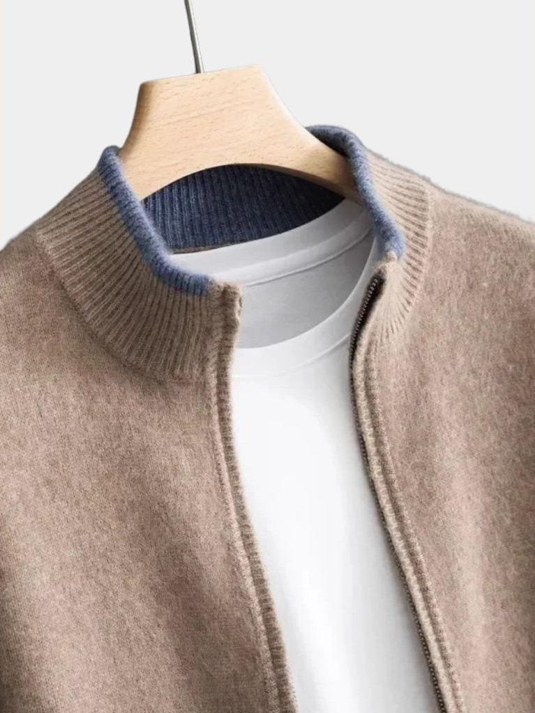 Wilbert | Taupe open gebreid vest