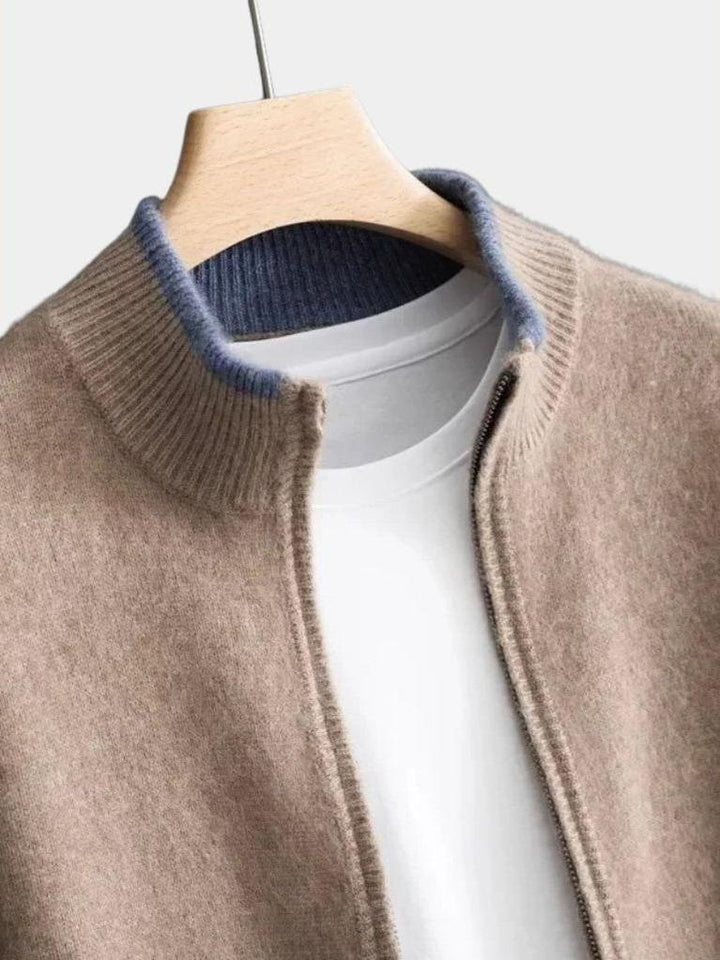Wilbert | Taupe open gebreid vest
