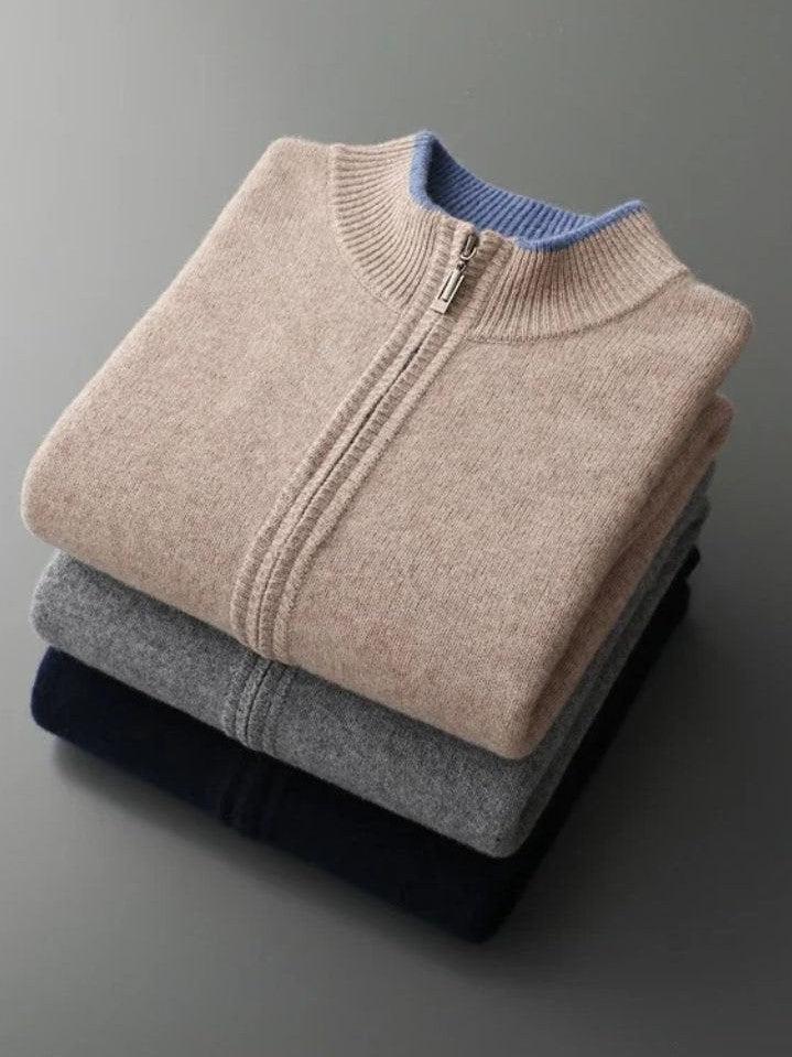 Wilbert | Taupe open gebreid vest