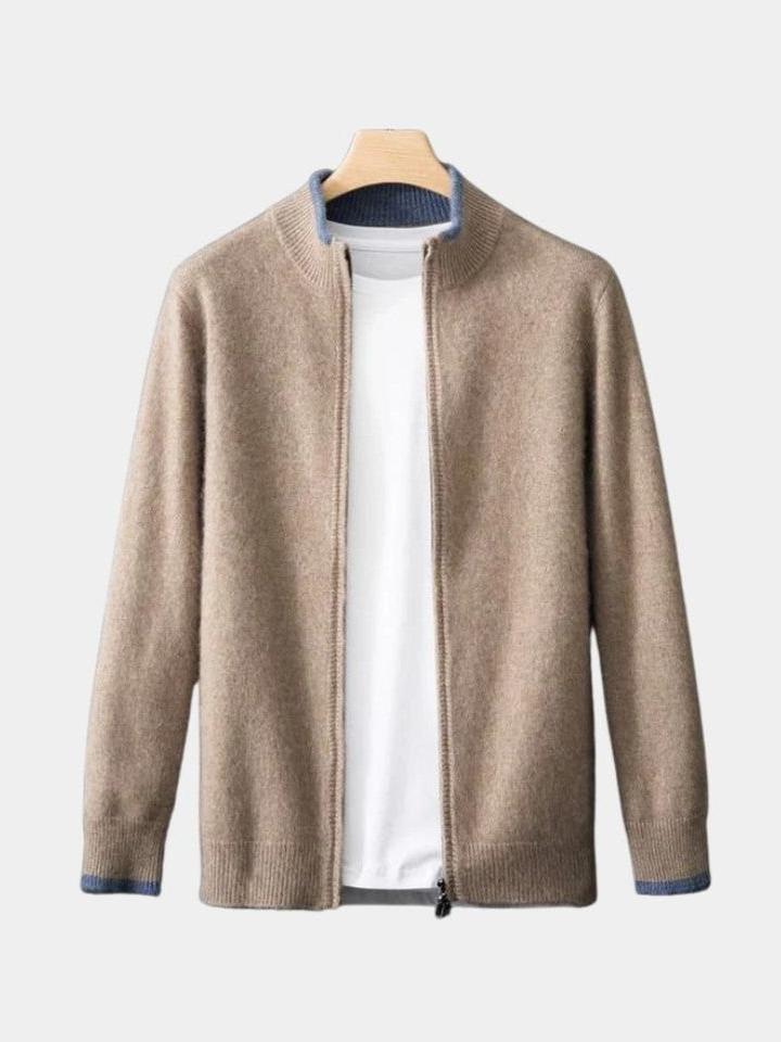 Wilbert | Taupe open gebreid vest
