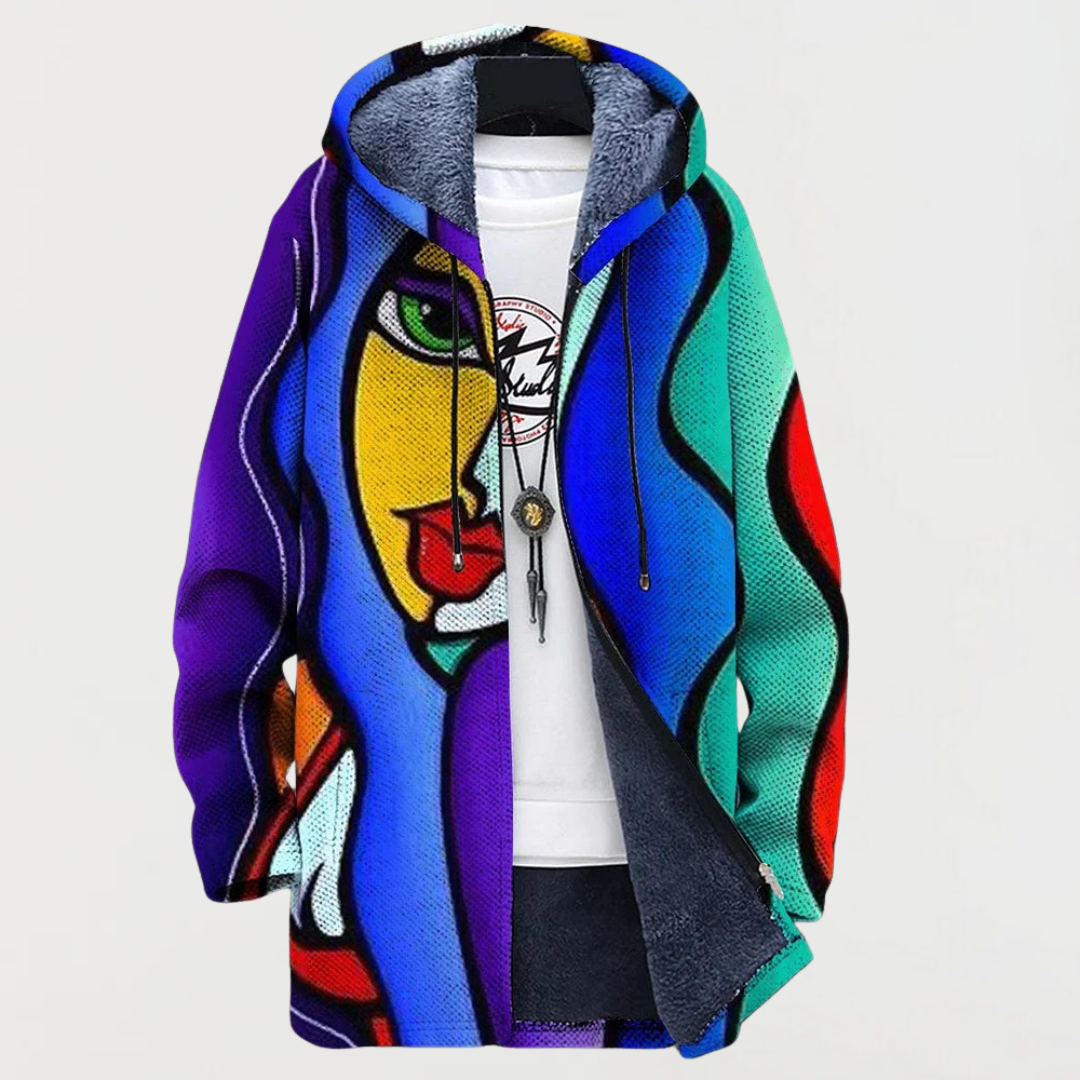 Lotte | Hoodie met blauw-rode kunstprint