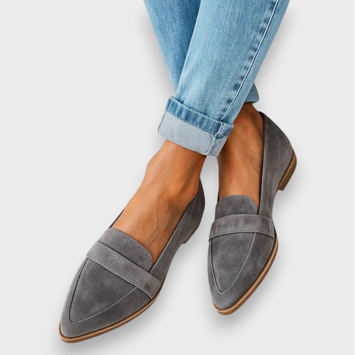 Katrien | Grijze suède loafer