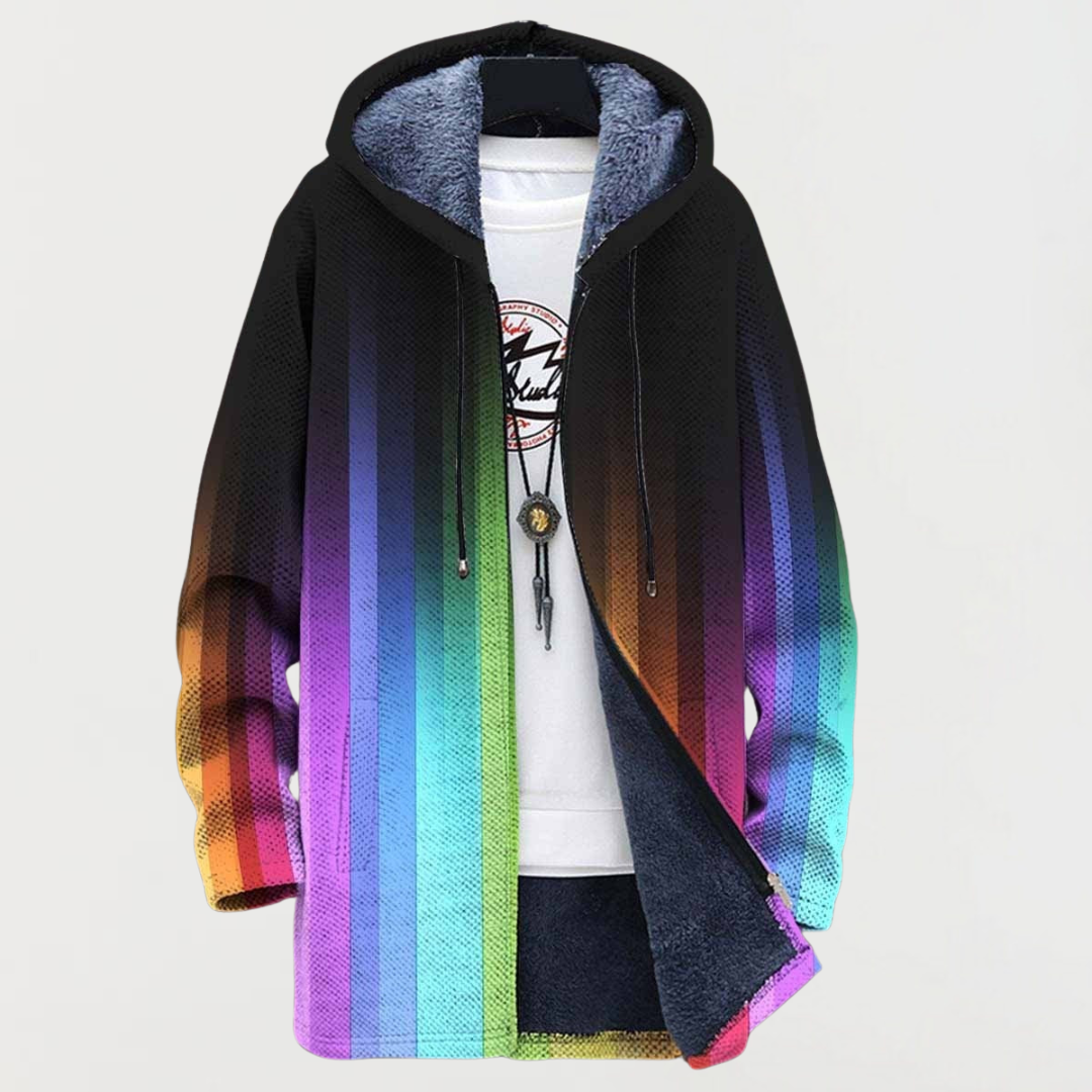 Marieke | Zwarte hoodie met regenboogverloop