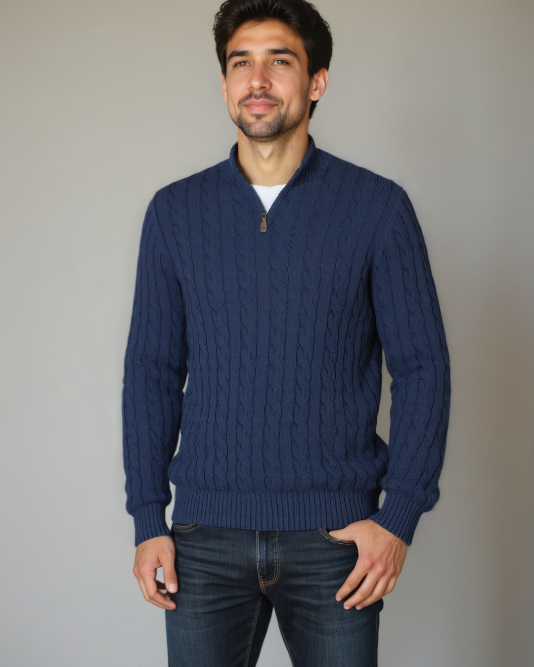 Jelger | Marineblauwe kabeltrui