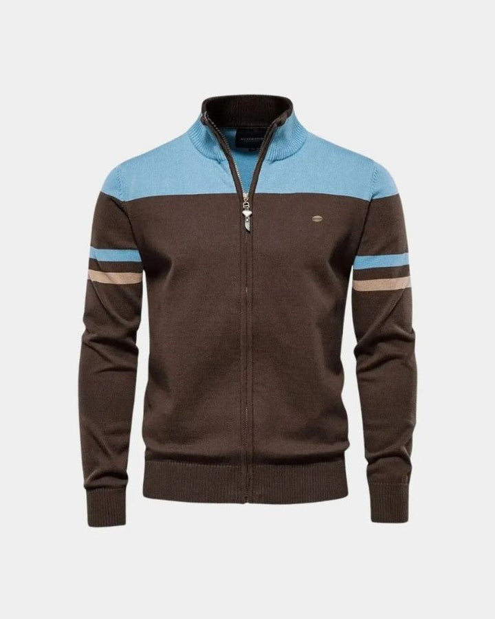 Dedde | Bruin colourblock vest met rits