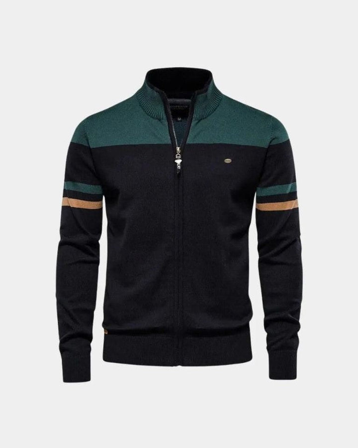 Dedde | Bruin colourblock vest met rits