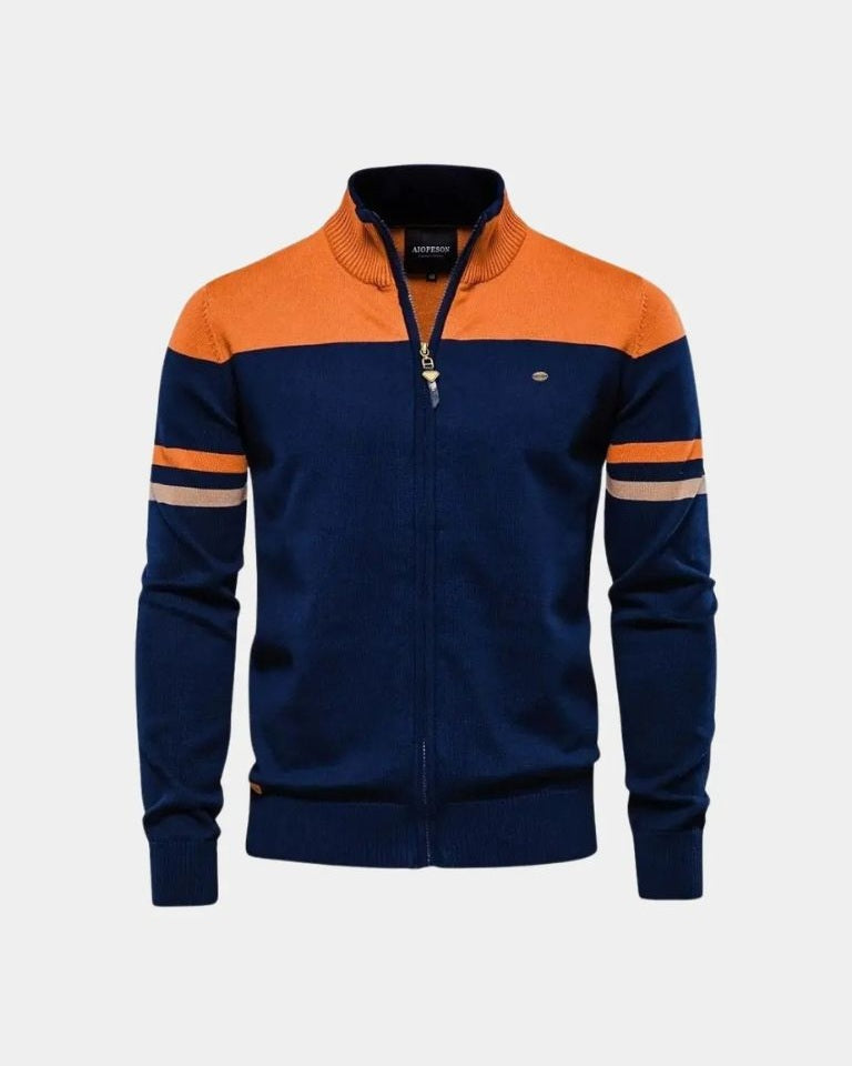Dedde | Bruin colourblock vest met rits