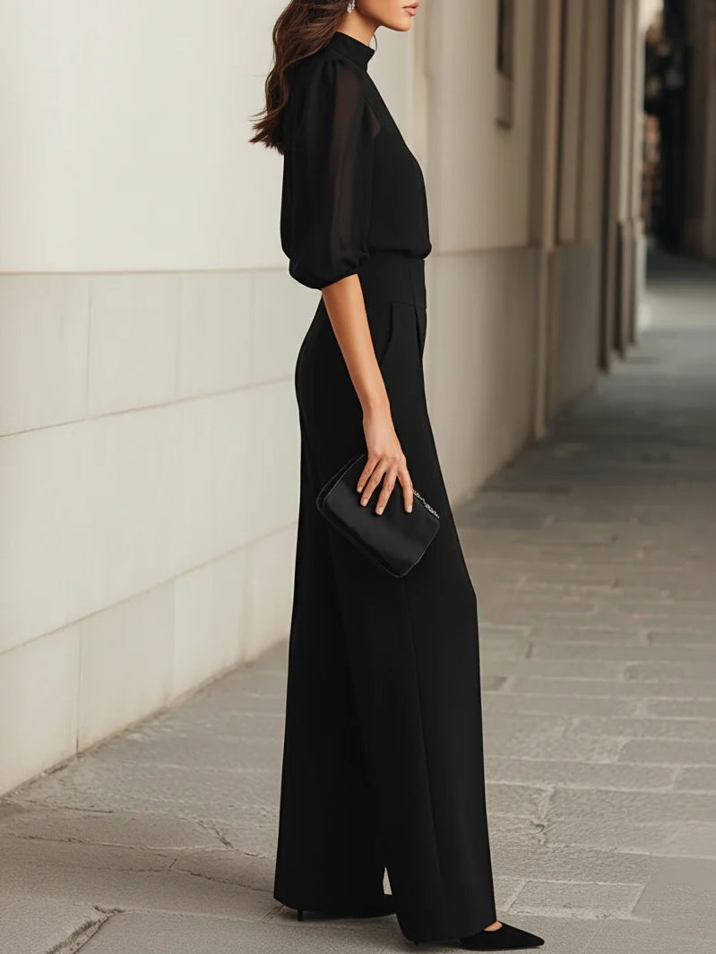 Meike | Driedelige set met transparante chiffon blouse