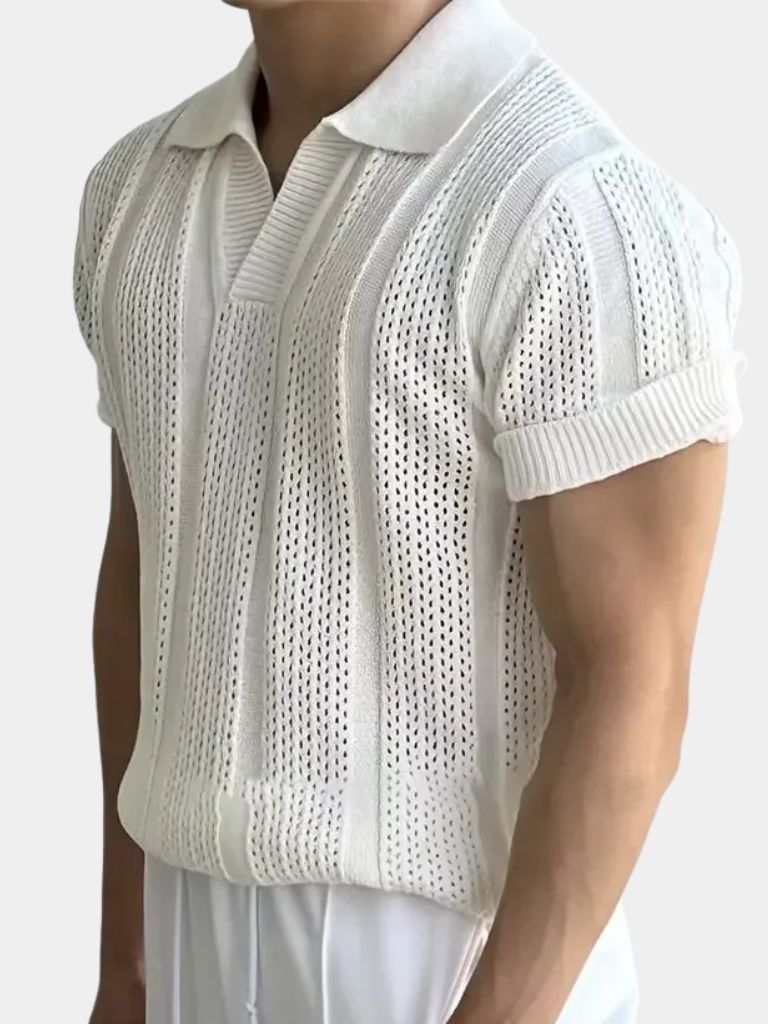 Nicolaas | Crèmekleurige polo met structuur