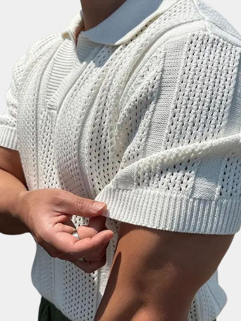 Nicolaas | Crèmekleurige polo met structuur