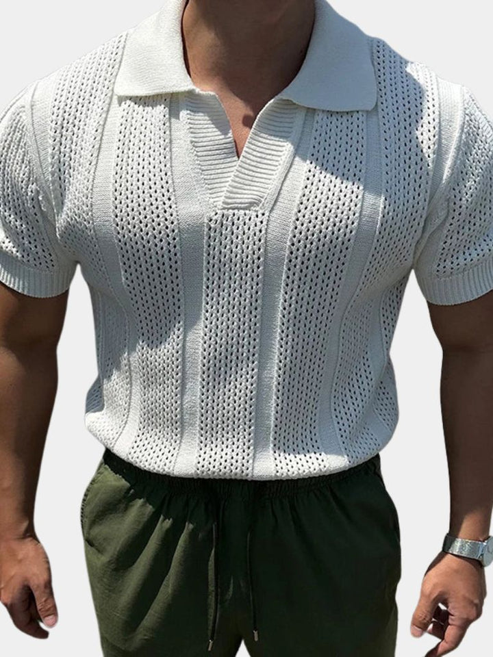 Nicolaas | Crèmekleurige polo met structuur