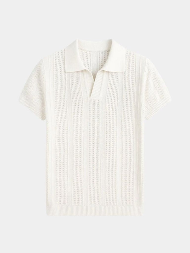Nicolaas | Crèmekleurige polo met structuur