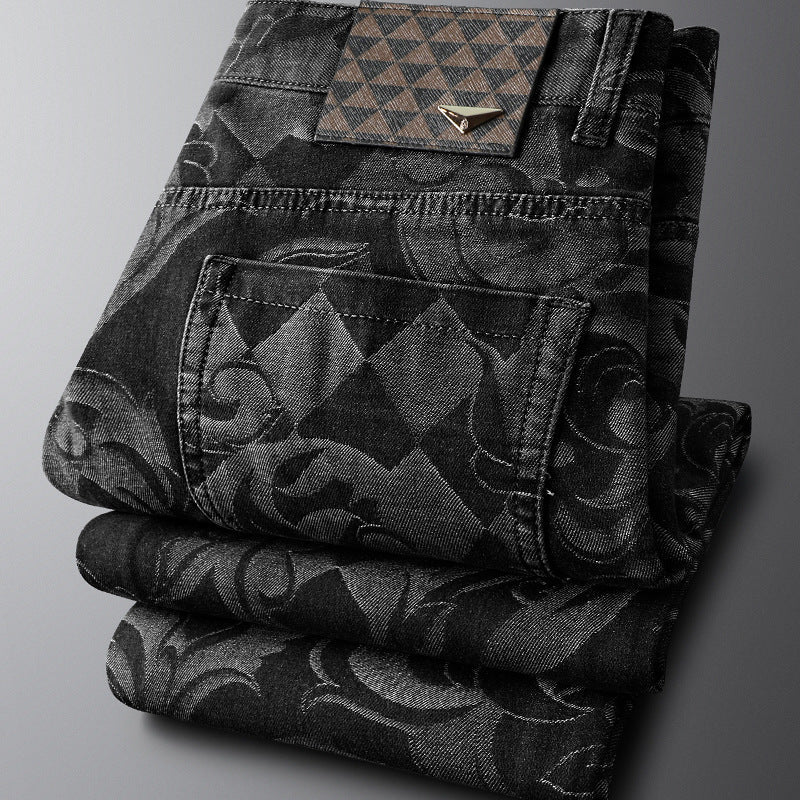 Tijmen | Slim-fit jeans met barok- en ruitmotief