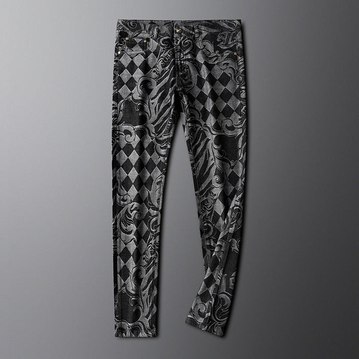 Tijmen | Slim-fit jeans met barok- en ruitmotief