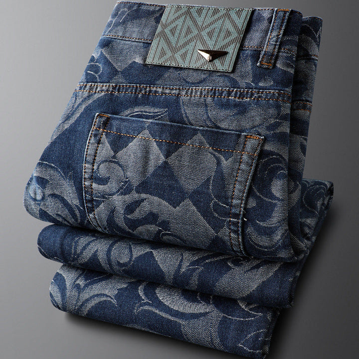 Tijmen | Slim-fit jeans met barok- en ruitmotief