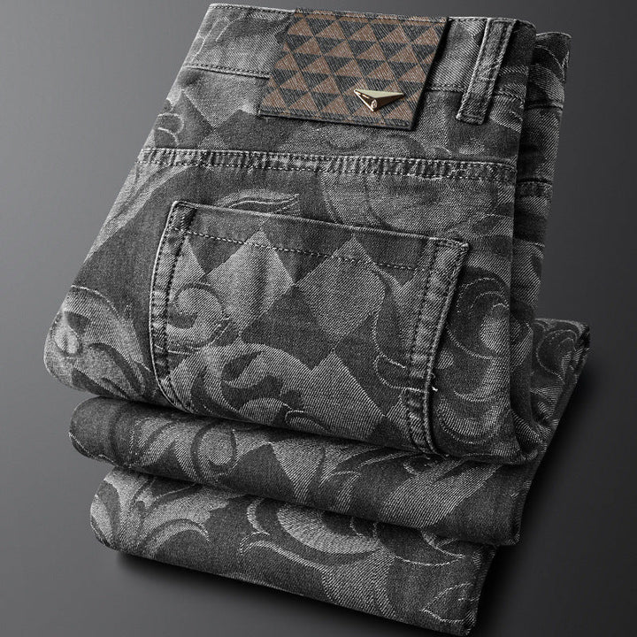 Tijmen | Slim-fit jeans met barok- en ruitmotief