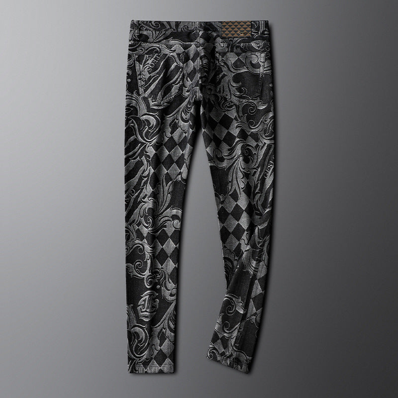 Tijmen | Slim-fit jeans met barok- en ruitmotief