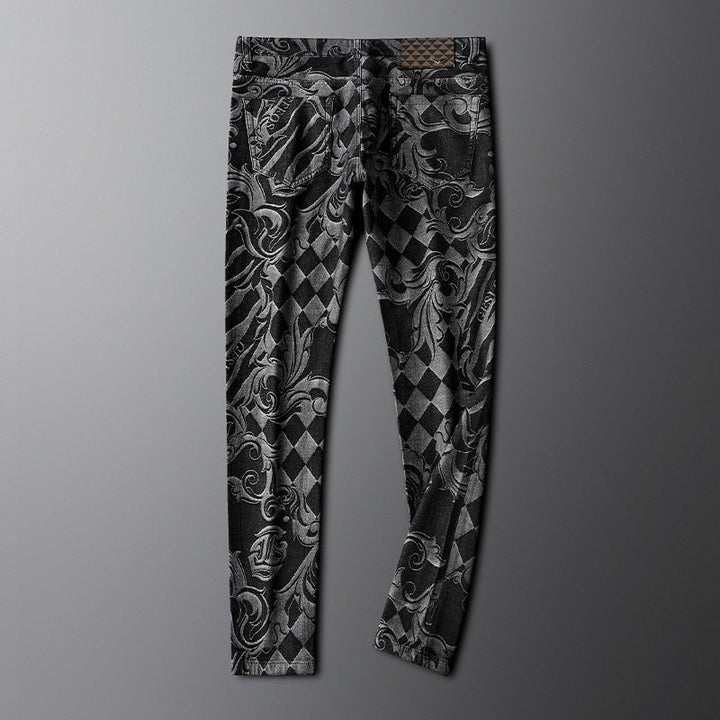 Tijmen | Slim-fit jeans met barok- en ruitmotief