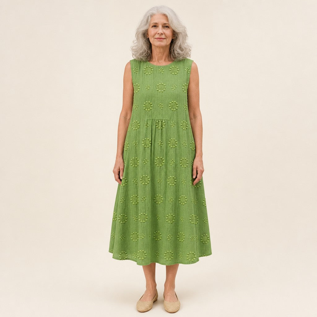 Astrid | Mouwloze midi-jurk in groen