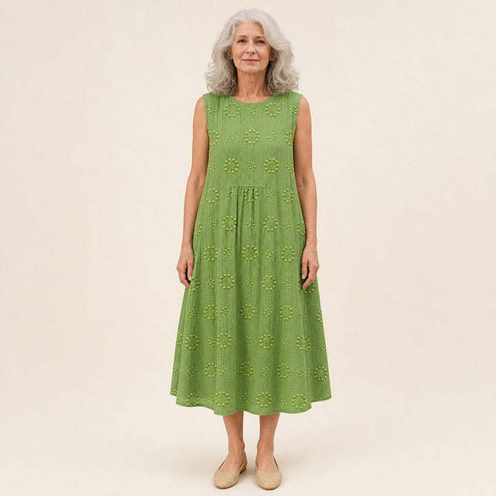 Astrid | Mouwloze midi-jurk in groen
