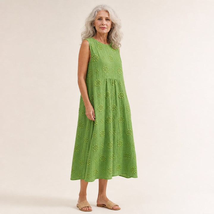 Astrid | Mouwloze midi-jurk in groen