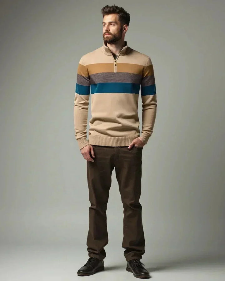 Rein | Colourblock trui met opstaande kraag