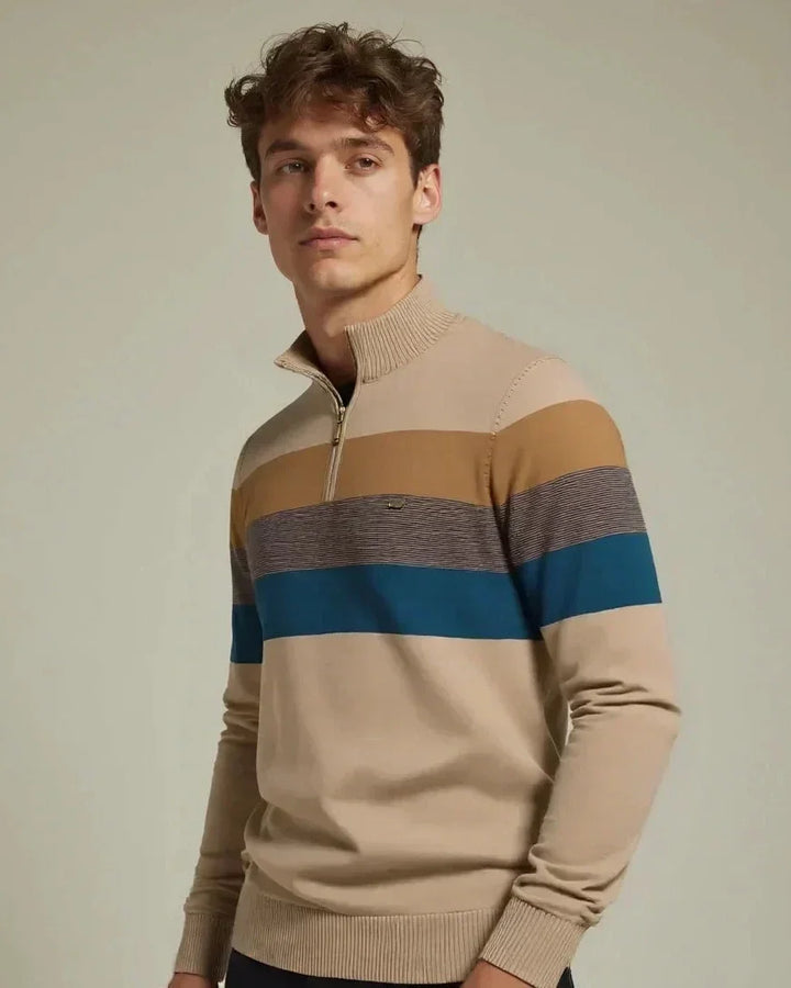 Rein | Colourblock trui met opstaande kraag