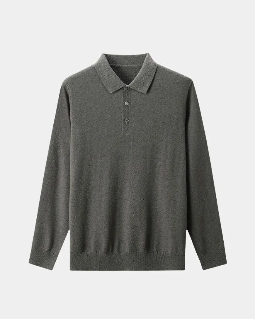 Rienk | Grijs poloshirt met lange mouwen