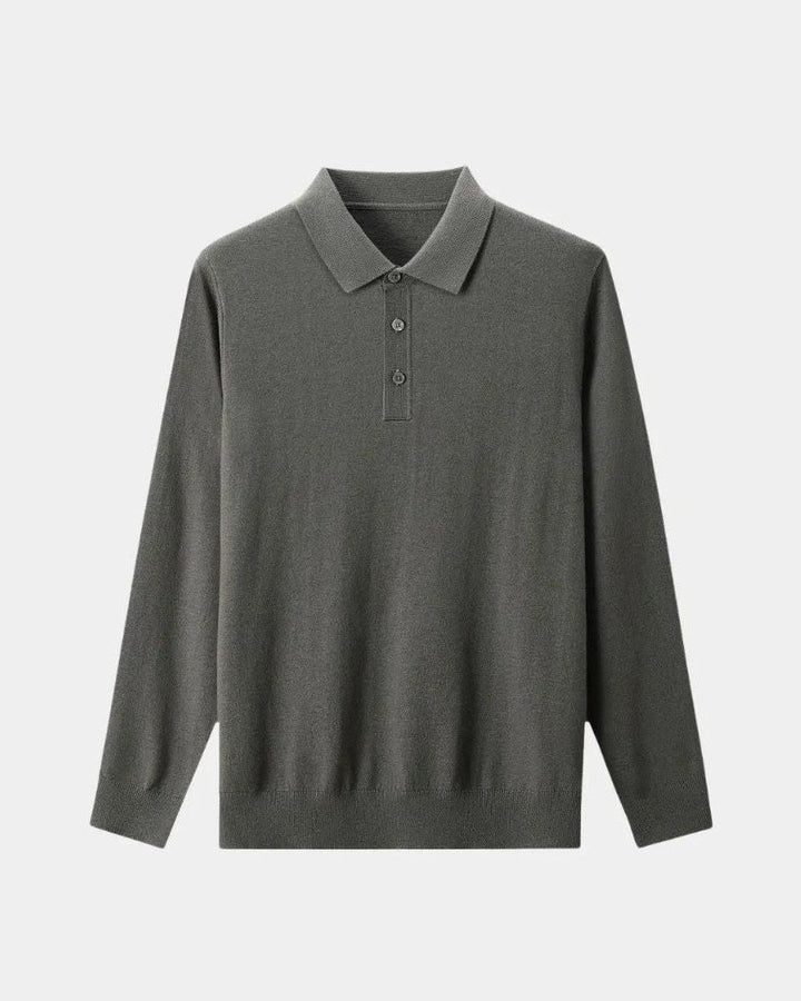 Rienk | Grijs poloshirt met lange mouwen