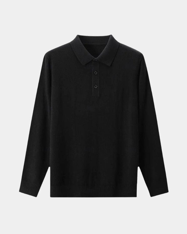 Rienk | Grijs poloshirt met lange mouwen