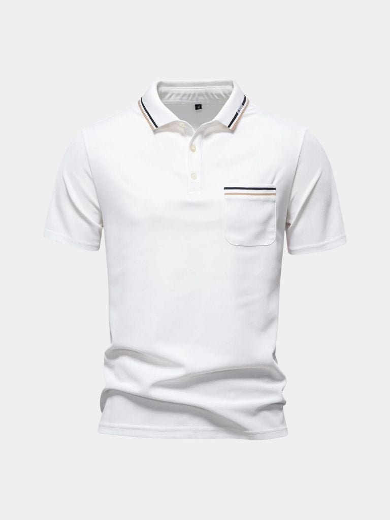 Quinten | Witte polo met borstzak