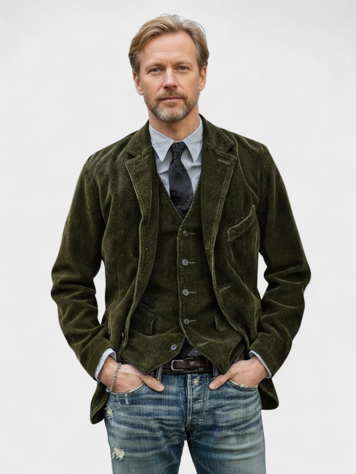 Bart | Bruine vintage ribfluwelen jas