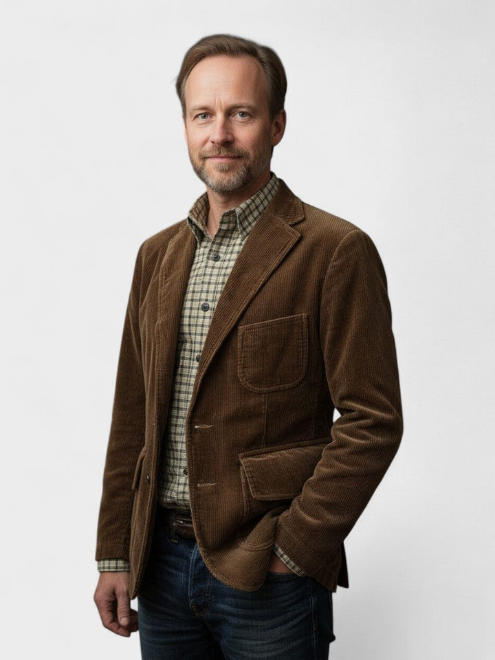 Bart | Bruine vintage ribfluwelen jas
