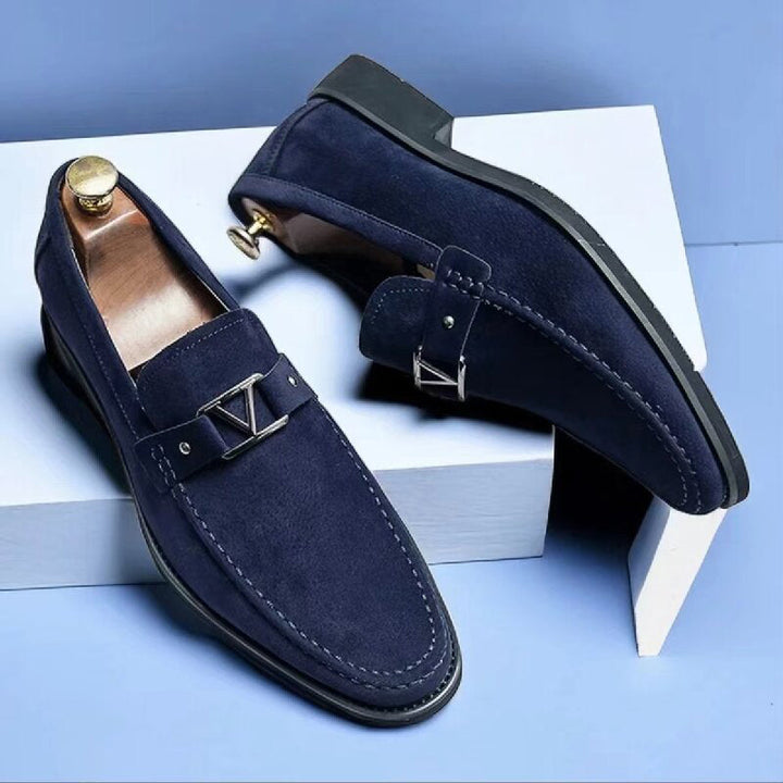 Reinder | Suède loafers met gesp
