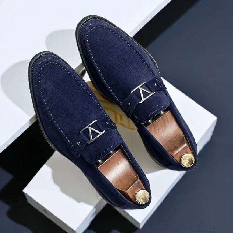Reinder | Suède loafers met gesp