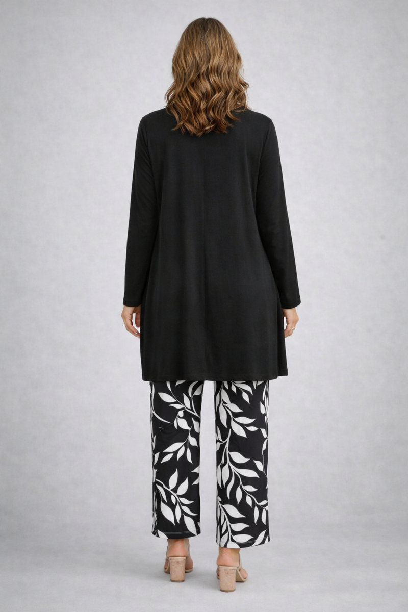 Rianne | 3-delige set met printbroek in zwart