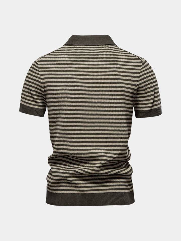 Richard | Gestreepte polo in marineblauw