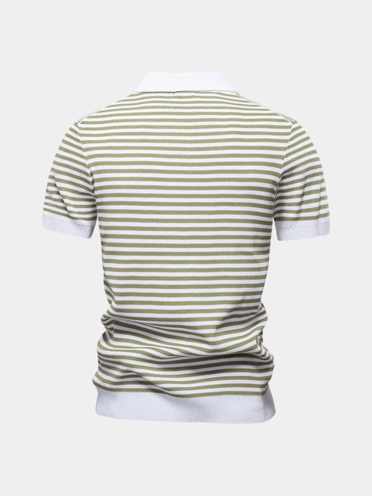 Richard | Gestreepte polo in marineblauw