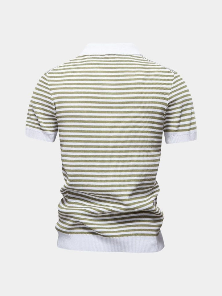 Richard | Gestreepte polo in marineblauw