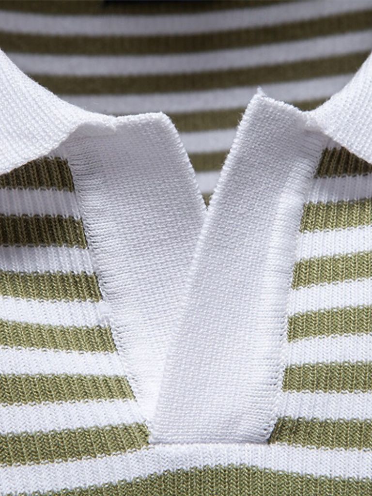 Richard | Gestreepte polo in marineblauw