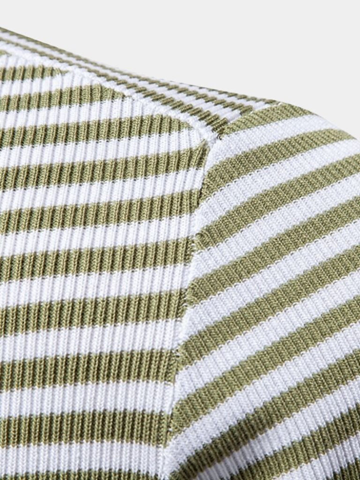 Richard | Gestreepte polo in marineblauw
