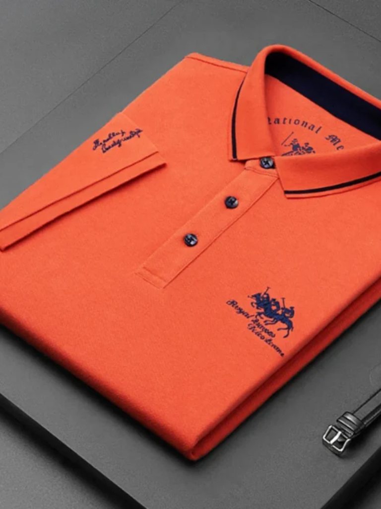 Rogier | Marineblauwe polo met clubstrepen