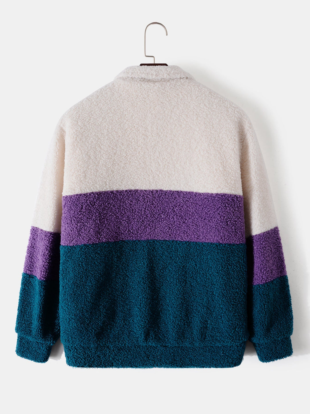 Casper | Teddyfleece jas met kleurblokken en rits