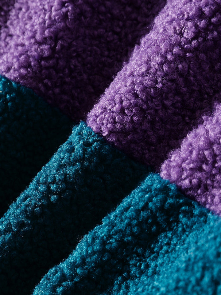 Casper | Teddyfleece jas met kleurblokken en rits