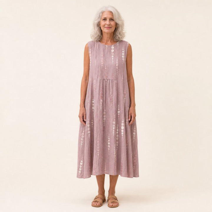 Linda | Mouwloze midi-jurk in oudroze