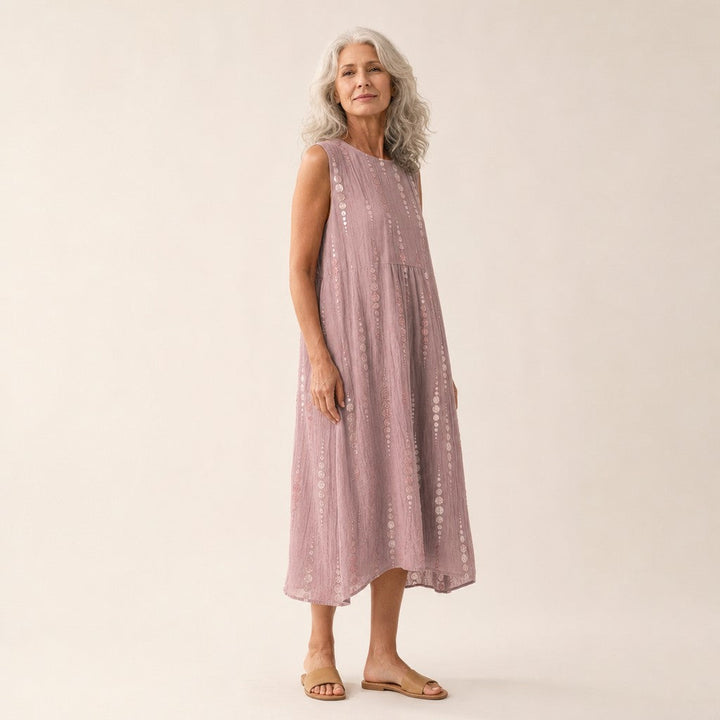 Linda | Mouwloze midi-jurk in oudroze